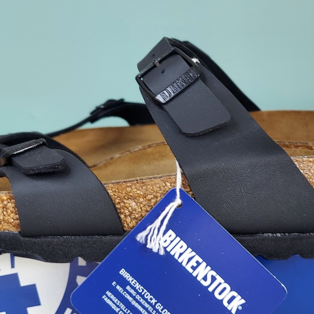 Birkenstock Black Leather Sandals Women Size 11 (EU 42) Or Men's Size 9 NWT - Picture 5 of 16